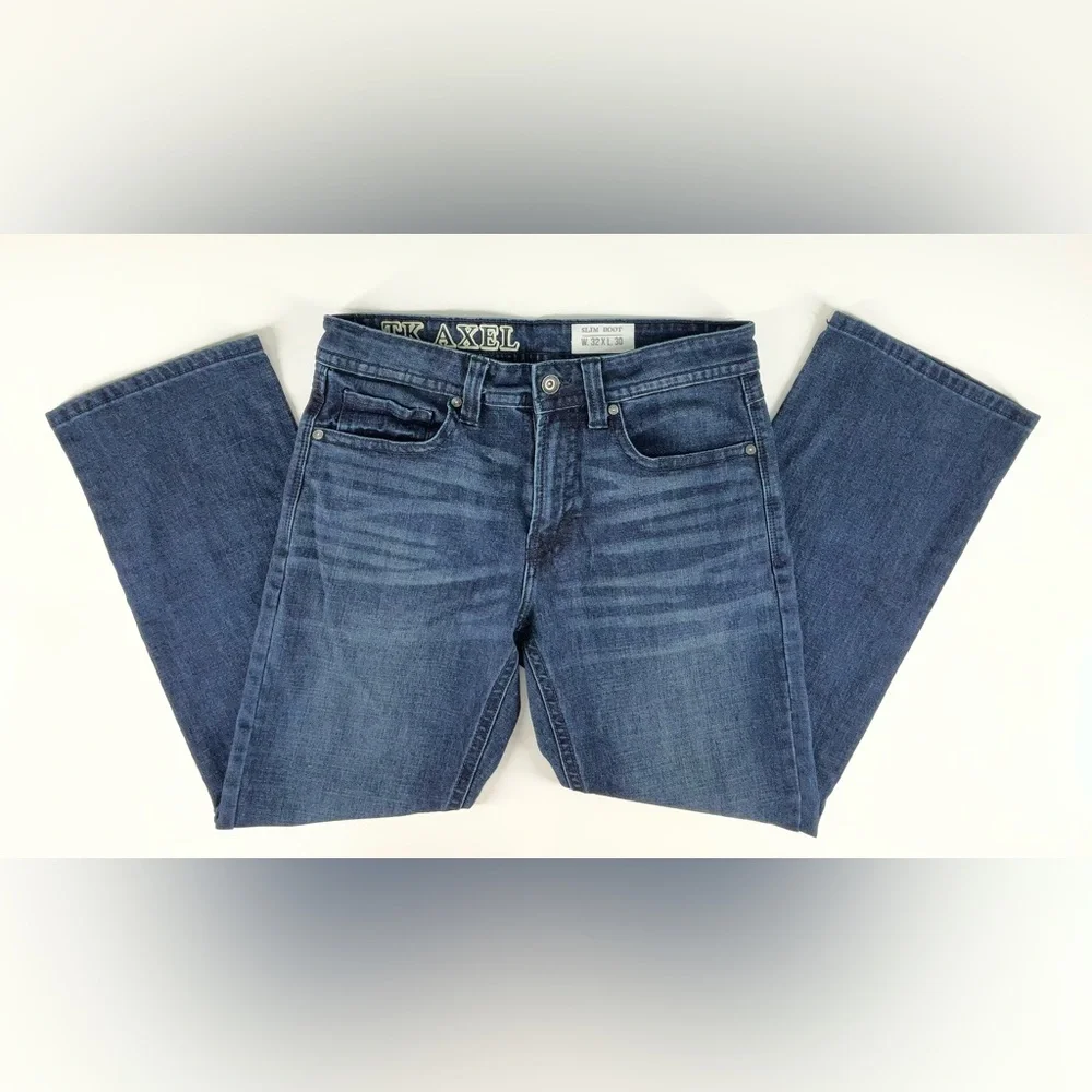 TK AXEL Men's Denim Slim Bootcut Jeans Size 32 X 30